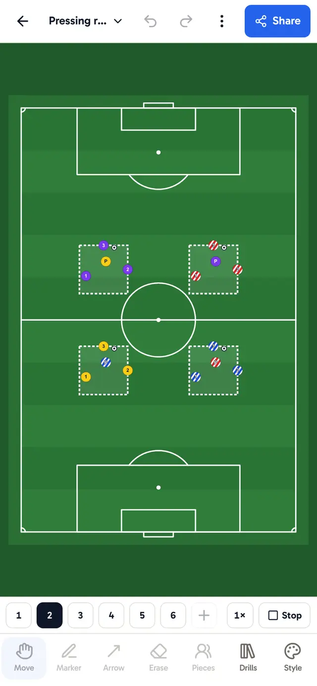 An animated rondo with the players and the ball moving